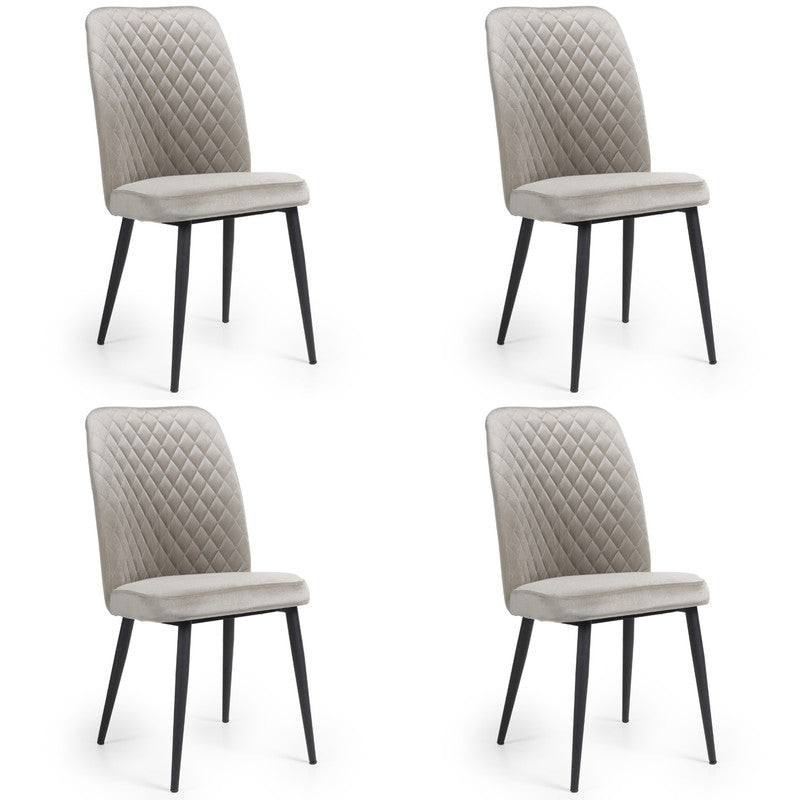 Home Canvas Modern Tufi Dining Room Chairs with Velvet fabric for Living Room | Tufted Armless Kitchen Chairs with Metal Legs Set of 4 - Golden Brown