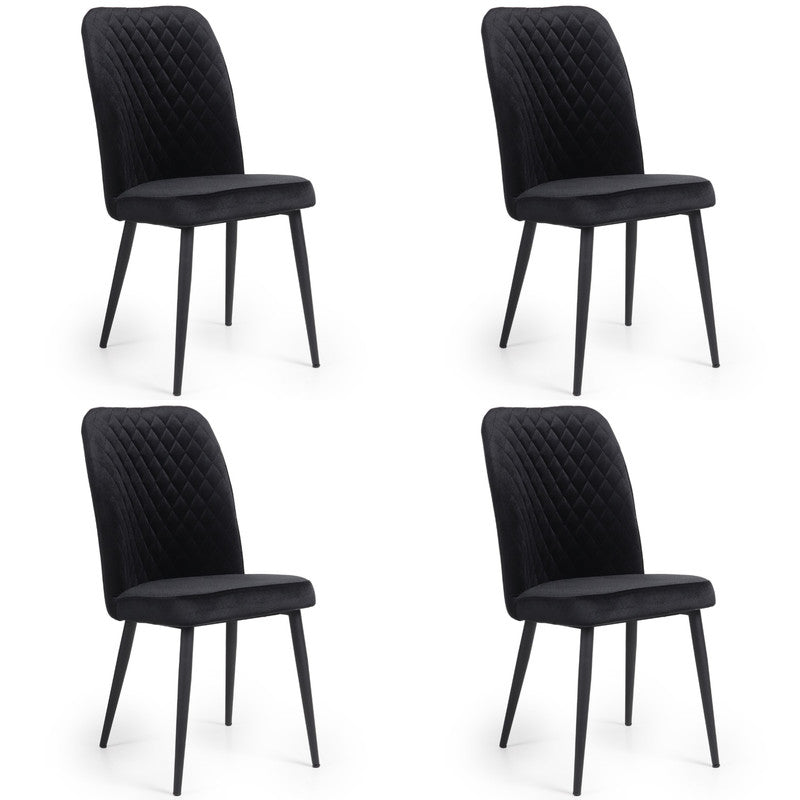 Home Canvas Modern Tufi Dining Room Chairs with Velvet fabric for Living Room | Tufted Armless Kitchen Chairs with Metal Legs Set of 4 - Steel Grey