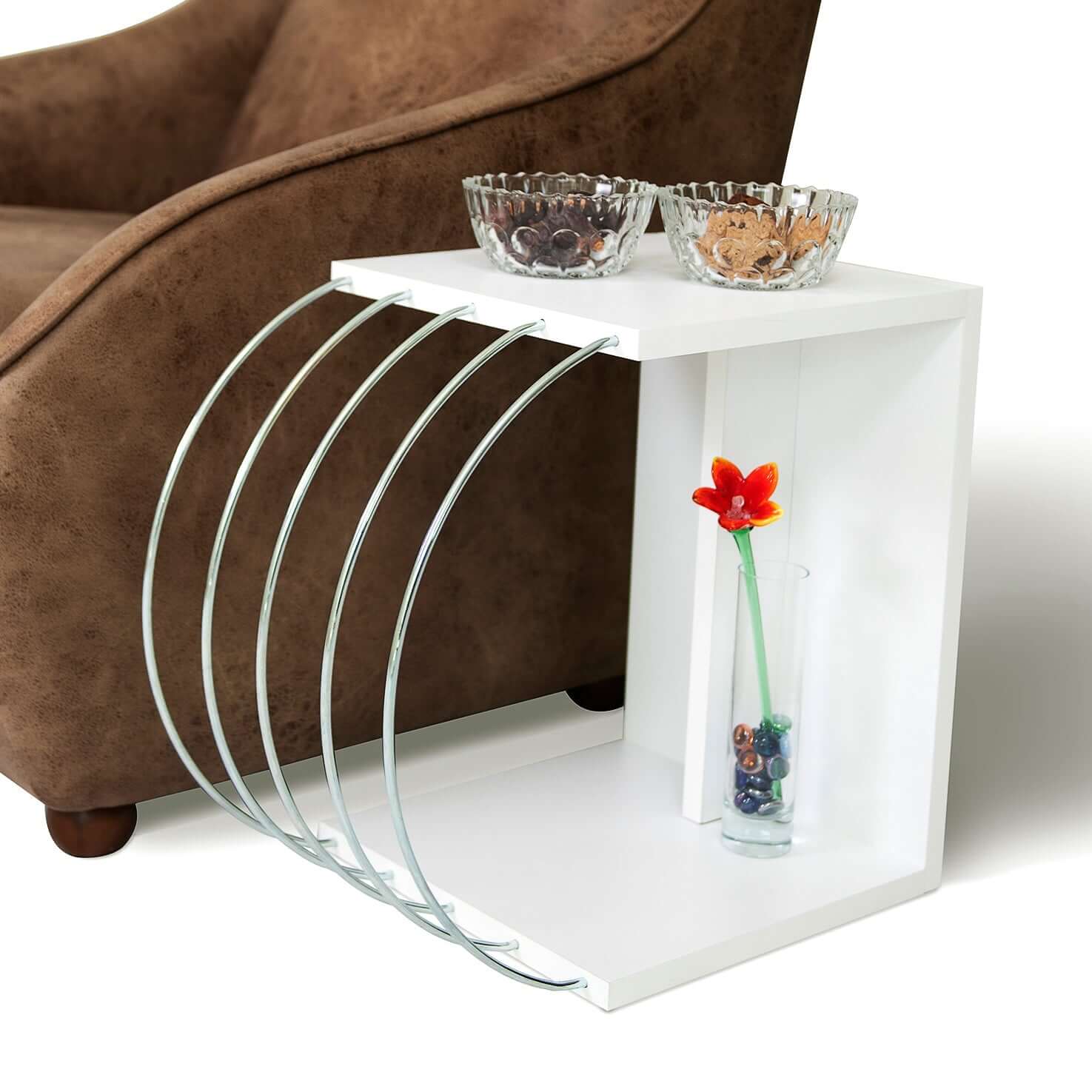 Home Canvas Furniture Trading LLC.Case Accent Side Table Walnut-Chrome Coffee Table