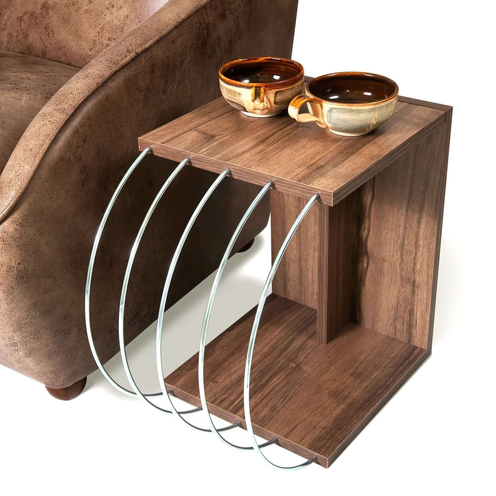 Home Canvas Furniture Trading LLC.Case Accent Side Table Walnut-Chrome Coffee Table