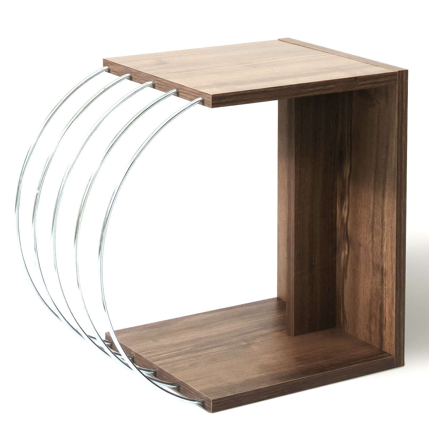 Home Canvas Furniture Trading LLC.Case Accent Side Table Walnut-Chrome Coffee Table Walnut-Chrome