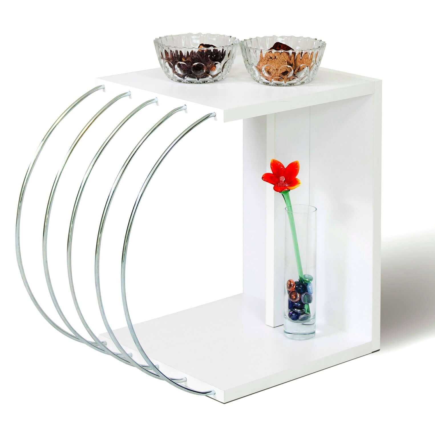 Home Canvas Furniture Trading LLC.Case Accent Side Table White-Chrome Coffee Table