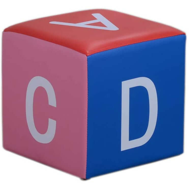 Home Canvas Furniture Trading LLC.Cube Kids Stool Ottoman with Alphabet, Multi Colour Kids Stool Alphabets
