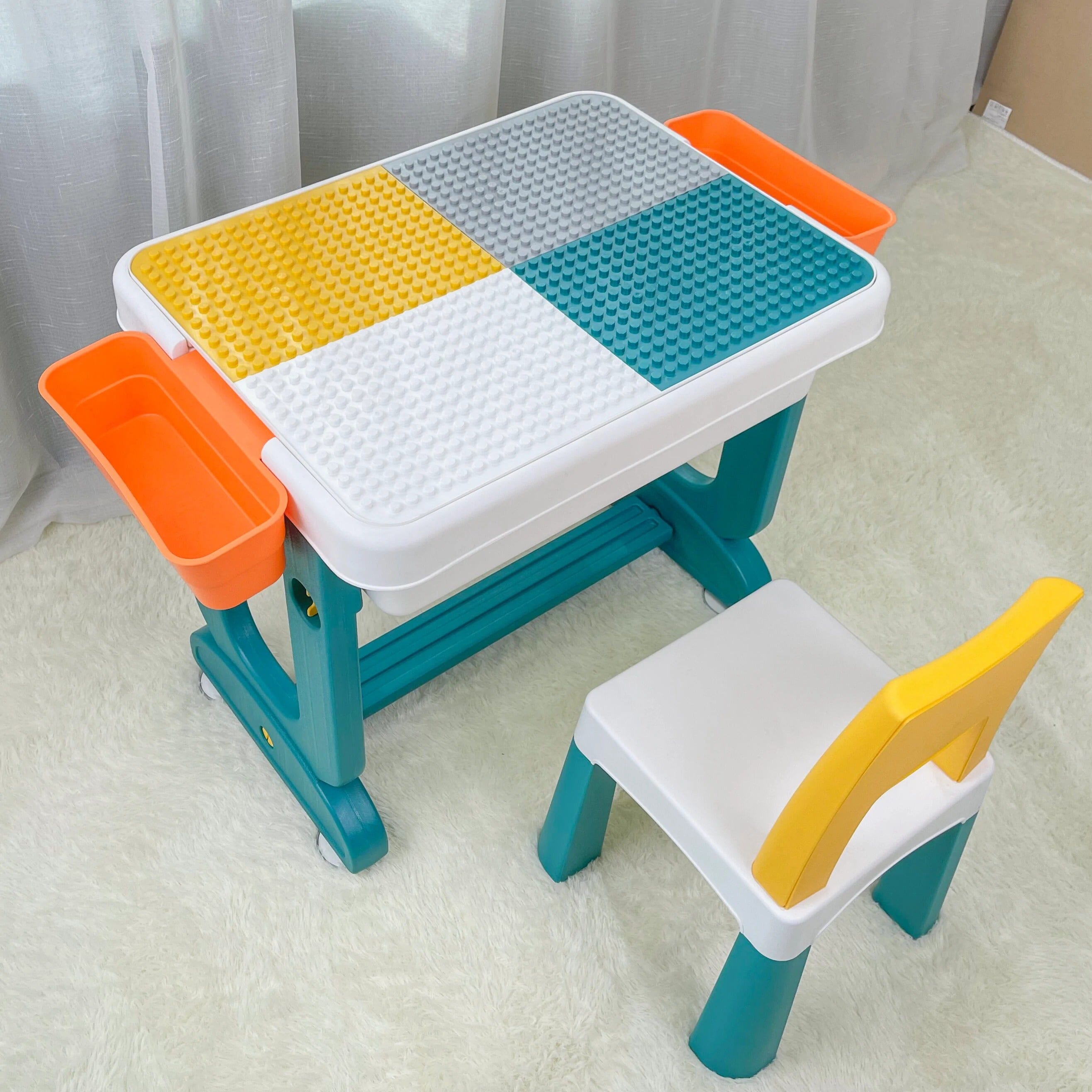 Home CanvasHome Canvas 5-In-1 Children'S Activity Table Play Table Children'S Desk With Storage Space, Children'S Seating Set, Building Block Table, Sand Table, Water Table With Kids Furniture