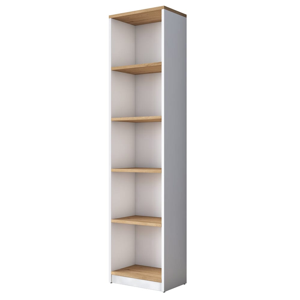 Home CanvasHome Canvas Bookcase Study Room with 5 Shelves Book Shelf Library Modern Wall Shelf White - Walnut Bookcase