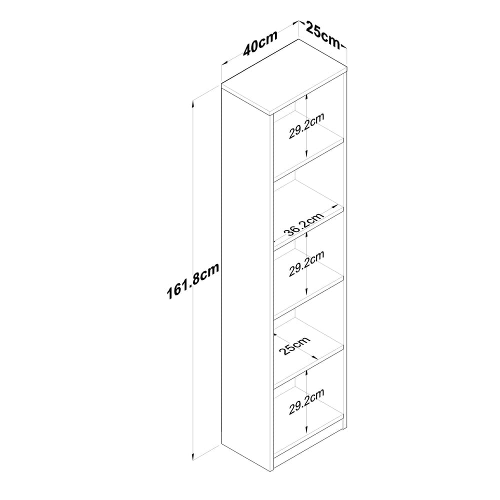 Home CanvasHome Canvas Bookcase Study Room with 5 Shelves Book Shelf Library Modern Wall Shelf White - Walnut Bookcase