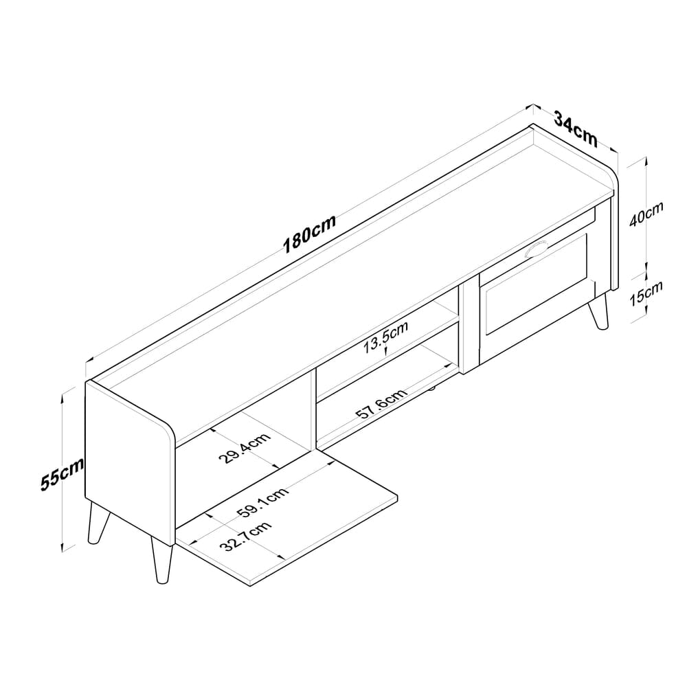 Home CanvasHome Canvas Coast Tv Unit Modern Free Standing Tv Stand 180 cm - Walnut and White TV Unit