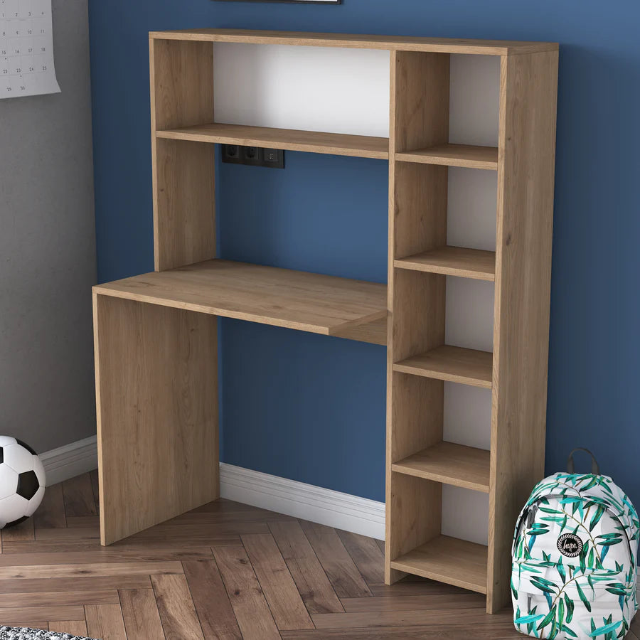Home Canvas Furniture Trading LLC.Home Canvas Computer Desk with Bookshelf and Shelves - White Computer Table