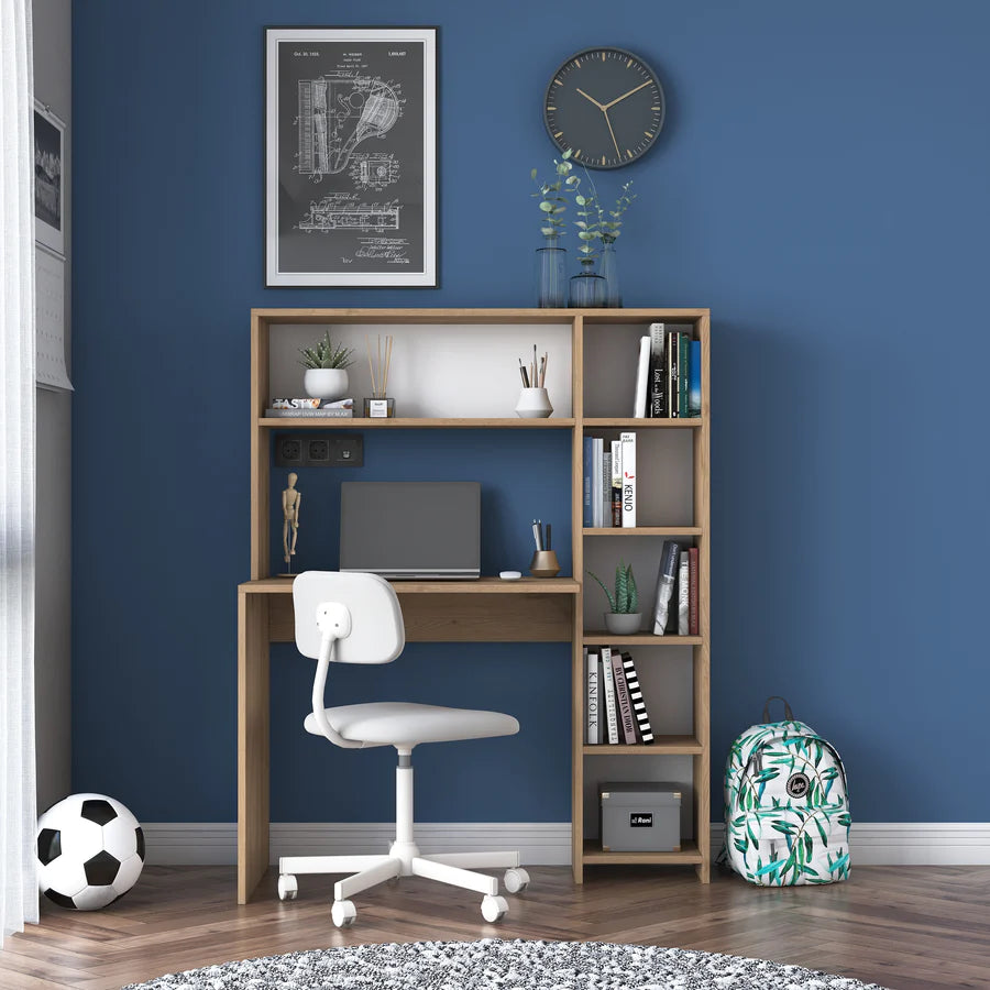 Home Canvas Furniture Trading LLC.Home Canvas Computer Desk with Bookshelf and Shelves - White Computer Table