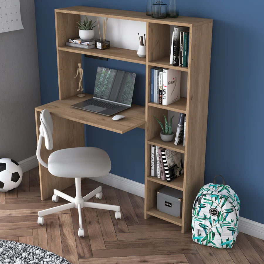 Home Canvas Furniture Trading LLC.Home Canvas Computer Desk with Bookshelf and Shelves - White Computer Table