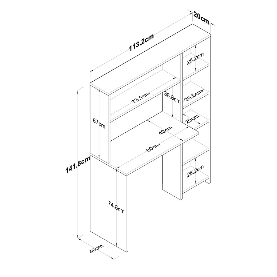 Home Canvas Furniture Trading LLC.Home Canvas Computer Desk with Bookshelf and Shelves - White Computer Table