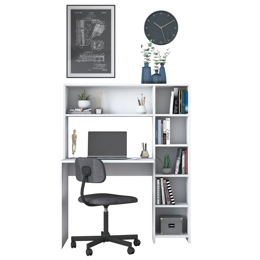 Home Canvas Furniture Trading LLC.Home Canvas Computer Desk with Bookshelf and Shelves - White Computer Table