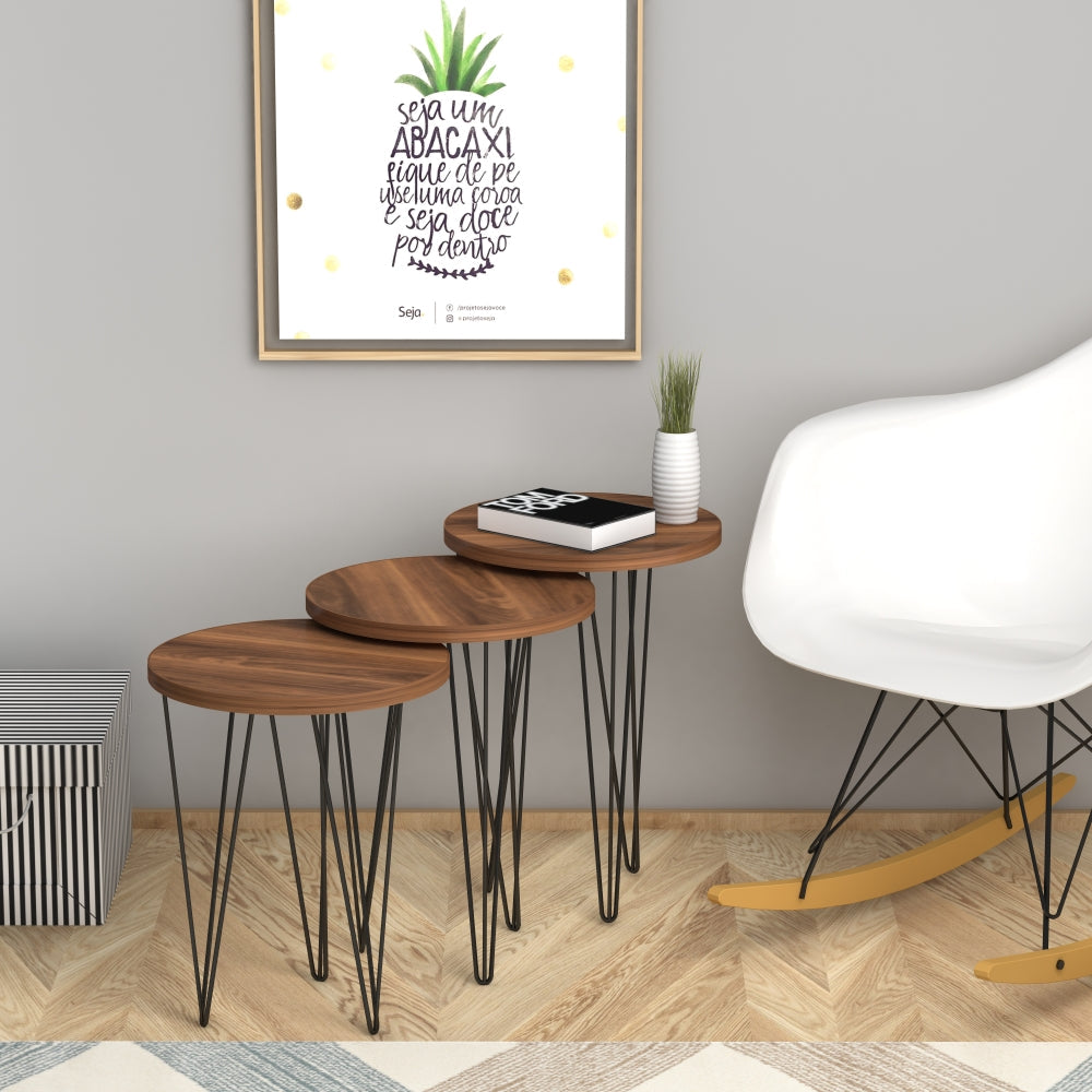 Home CanvasHome Canvas Fiona Nested Coffee Table Set Of Three For Living Room Home Office Contemporary Stacking End Side Table Leisure Night Stand Metal Legs Telephone Table Coffee Table
