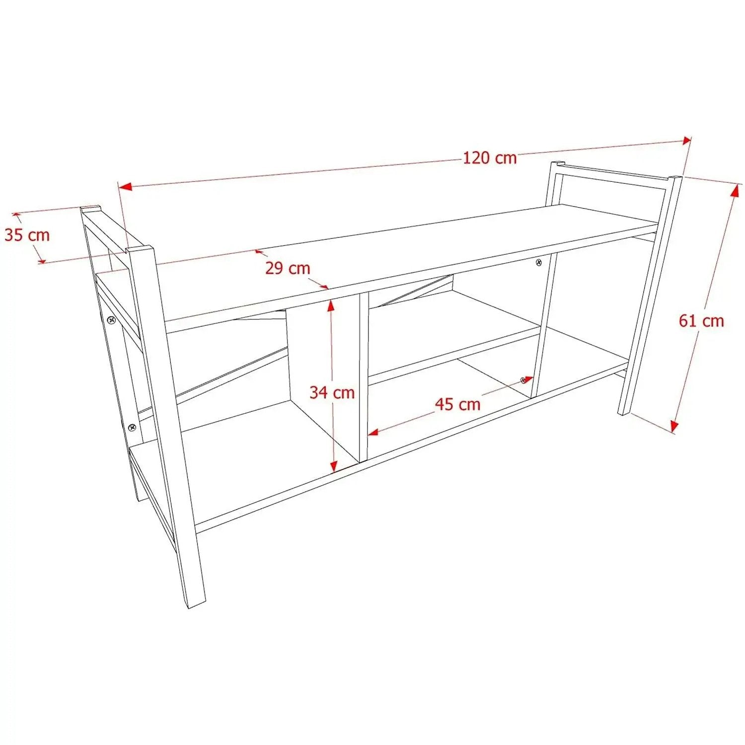 Home CanvasHome Canvas Gila TV Stand 120cm (White) Living Room Furniture Sets