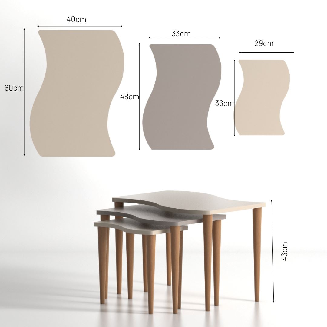 Home CanvasHome Canvas Gofrato Nested Coffee Table - Set of 3 tables for Living Room Coffee Table