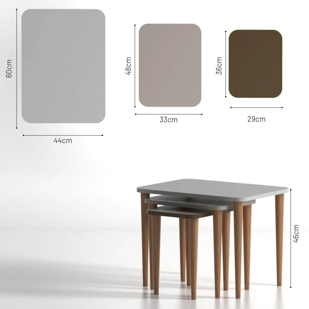 Home CanvasHome Canvas Letto Nested Coffee Table - Stacking End Table - Multicolor Coffee Table