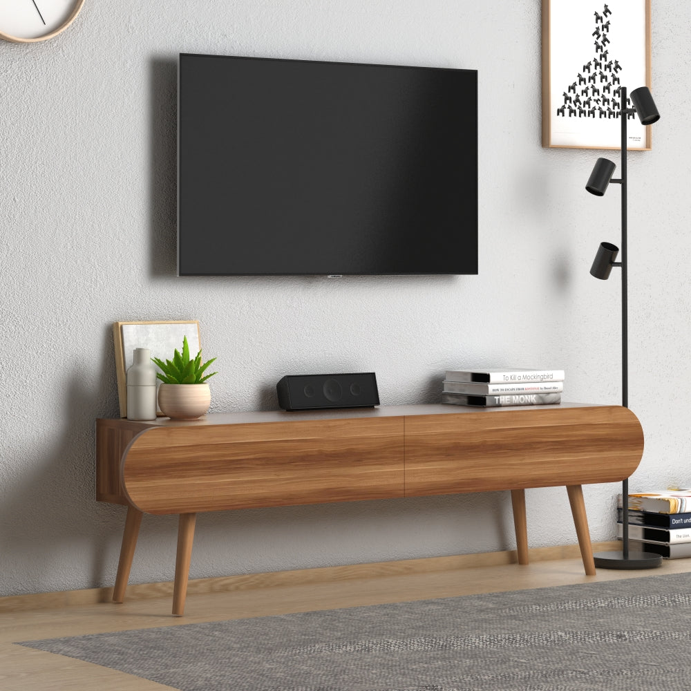 Home CanvasHome Canvas Lotus Modern TV Stand with Storage- For living Room, Bed Room TV Unit Walnut