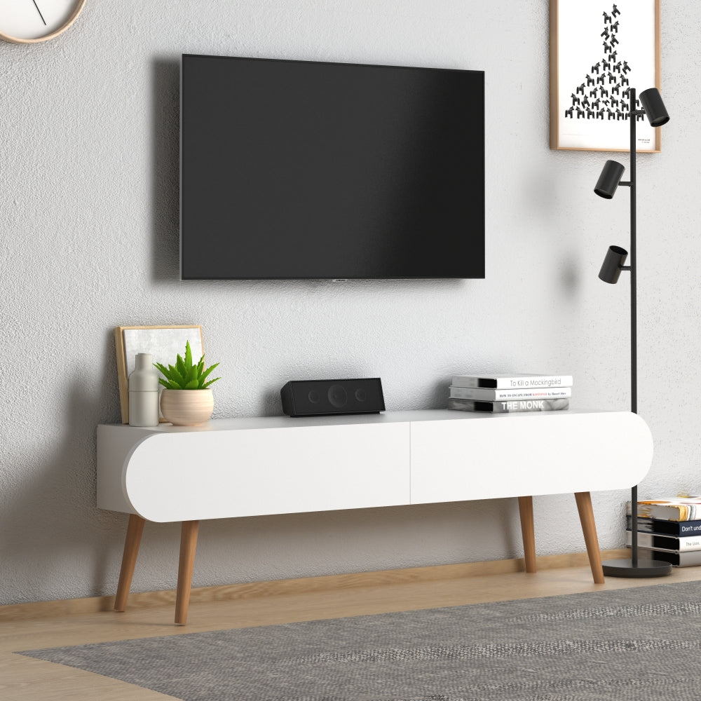 Home CanvasHome Canvas Lotus Modern TV Stand with Storage- For living Room, Bed Room TV Unit White