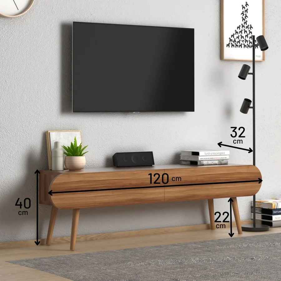 Home CanvasHome Canvas Lotus TV stand for Living Room - TV Unit - Wooden Legs - Walnut TV Unit