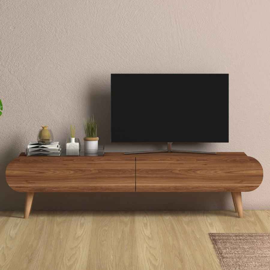 Home CanvasHome Canvas Lotus TV stand for Living Room - TV Unit - Wooden Legs - Walnut TV Unit