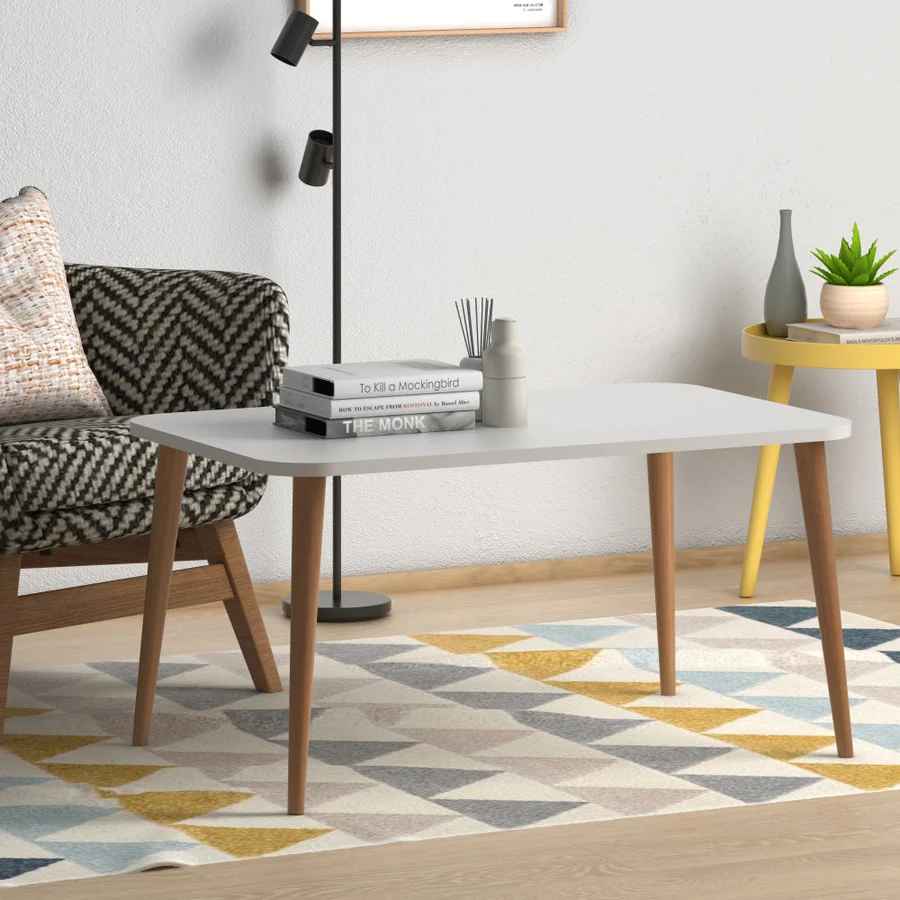 Home CanvasHome Canvas Modern Centre Coffee Table for Living Room - With Wooden Legs Coffee Table