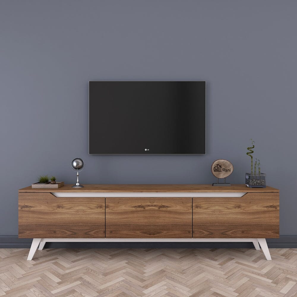 Home CanvasHome Canvas Modern Design Free Standing TV Stand with Storage Drawers | Tv Unit with White Wooden Legs for Living Room180 cm - Oak TV Unit