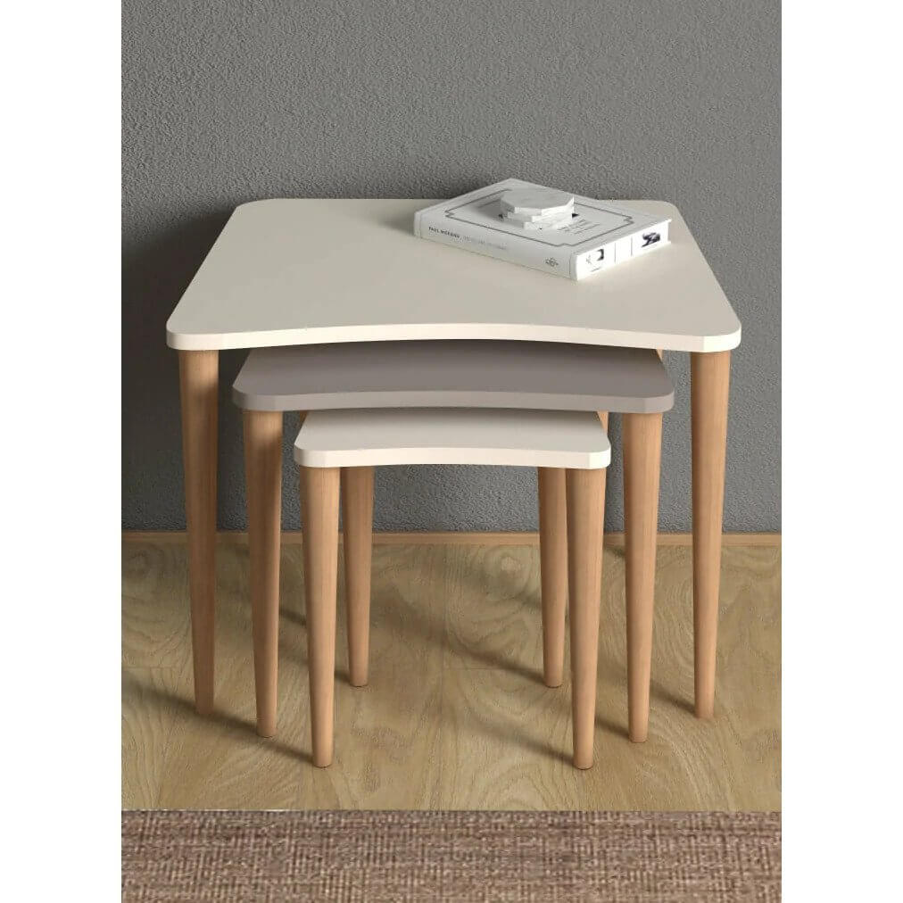 Home CanvasHome Canvas Nero Nested Coffee Table - Set of 3 Telephone Tables - Multicolor Coffee Table