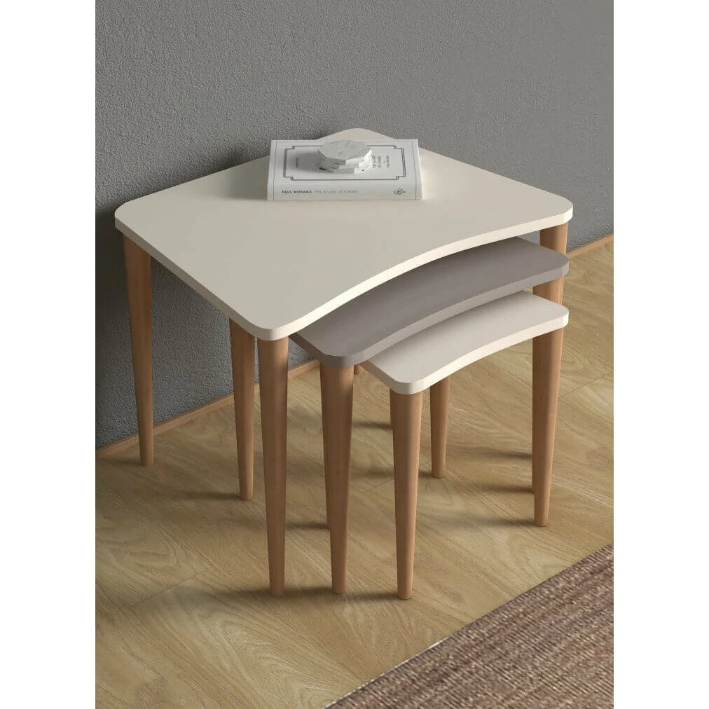 Home CanvasHome Canvas Nero Nested Coffee Table - Set of 3 Telephone Tables - Multicolor Coffee Table