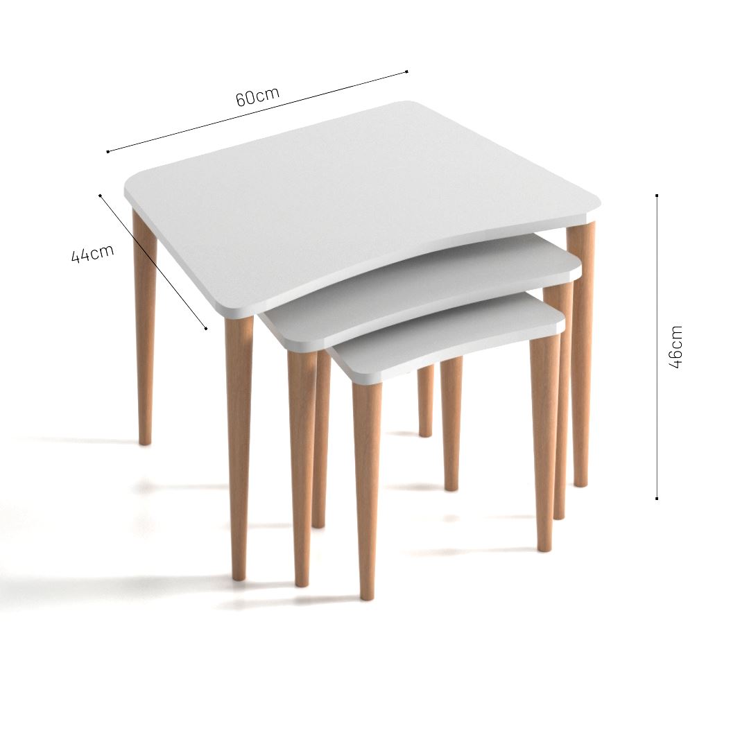 Home CanvasHome Canvas Nero Nested Coffee Table - Stacking End Side Table - Wooden Legs Coffee Table