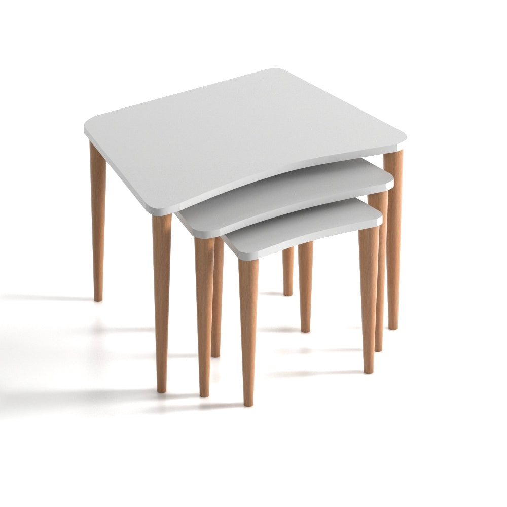 Home CanvasHome Canvas Nero Nested Coffee Table - Stacking End Side Table - Wooden Legs Coffee Table