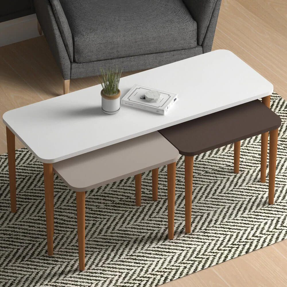 Home CanvasHome Canvas Omega Nested Coffee Table - Stacking Coffee Table - Multicolor Coffee Table