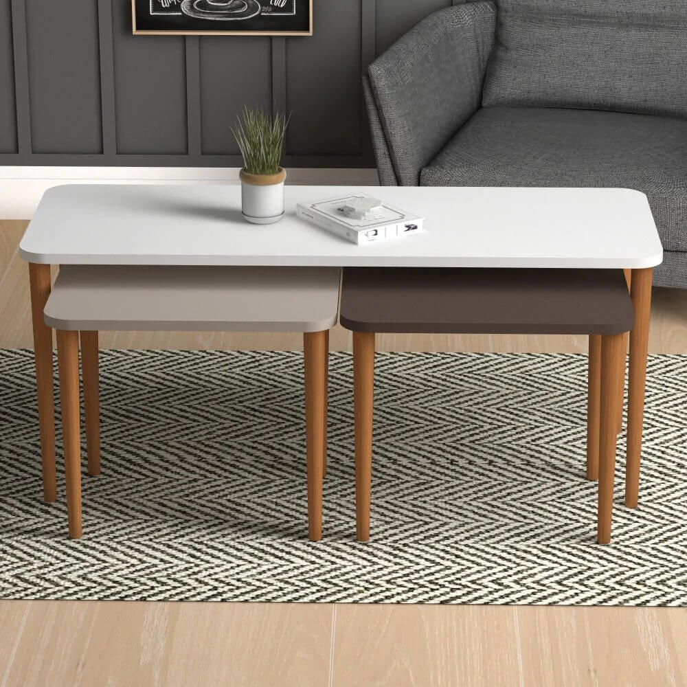 Home CanvasHome Canvas Omega Nested Coffee Table - Stacking Coffee Table - Multicolor Coffee Table