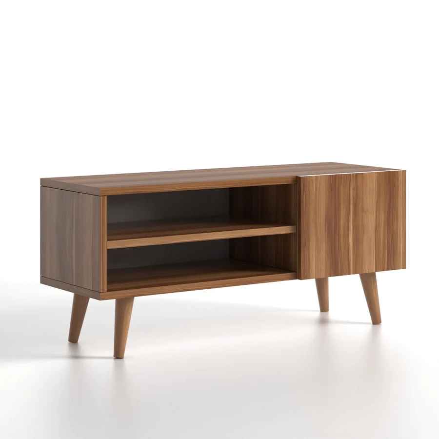 Home CanvasHome Canvas Porto Modern TV Stand with Wooden Legs - for Living Room - Walnut TV Unit