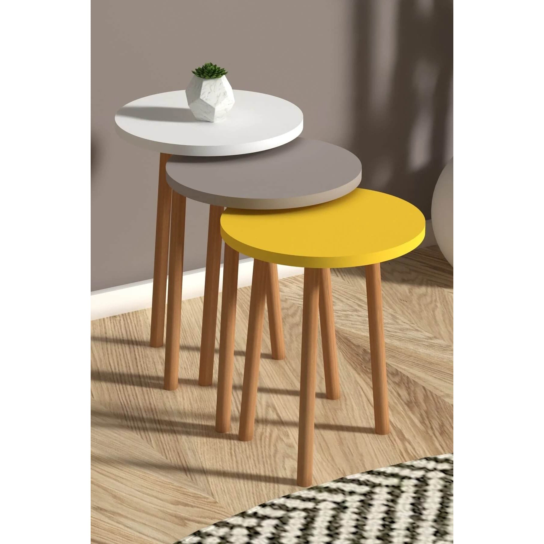 Home CanvasHome Canvas Roma Nested Coffee Table - Set of Stacking Table - Multicolor Coffee Table