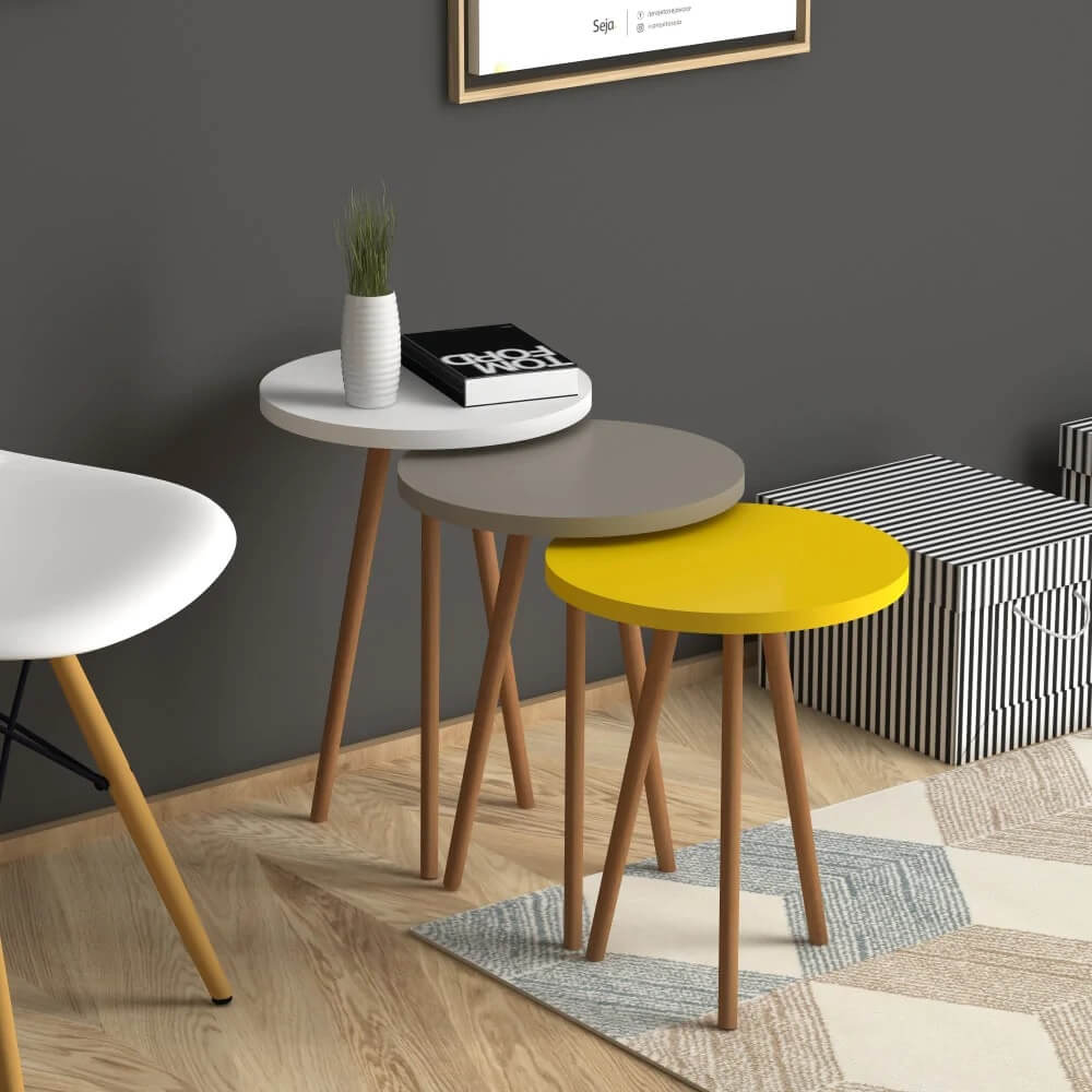 Home CanvasHome Canvas Roma Nested Coffee Table - Set of Stacking Table - Multicolor Coffee Table