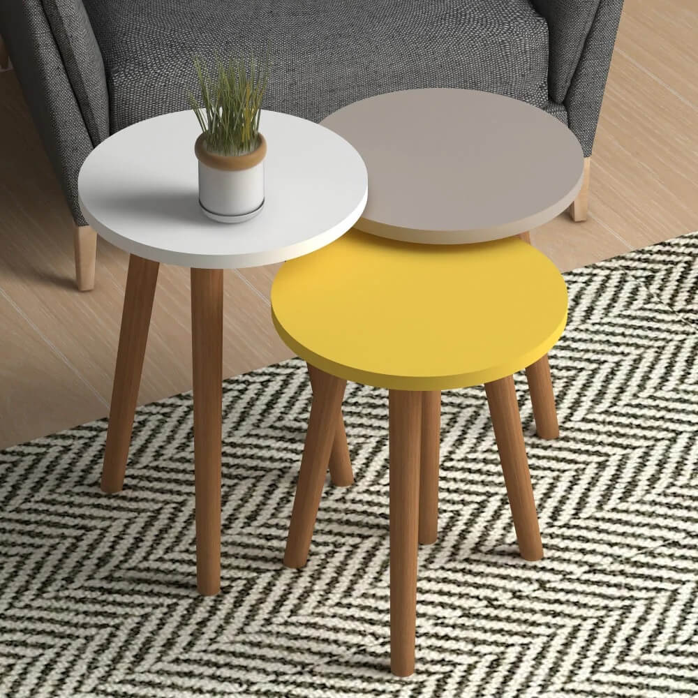 Home CanvasHome Canvas Roma Nested Coffee Table - Set of Stacking Table - Multicolor Coffee Table