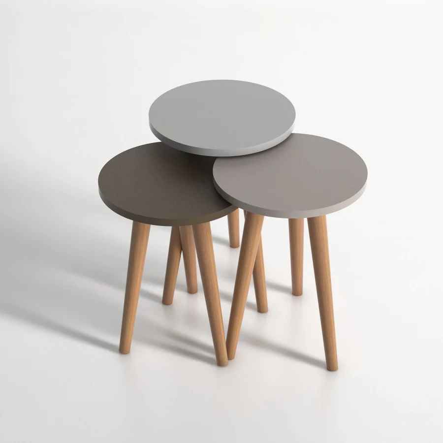 Home CanvasHome Canvas Roma Nested Coffee Table Set with Wooden Legs - Telephone Stand Coffee Table
