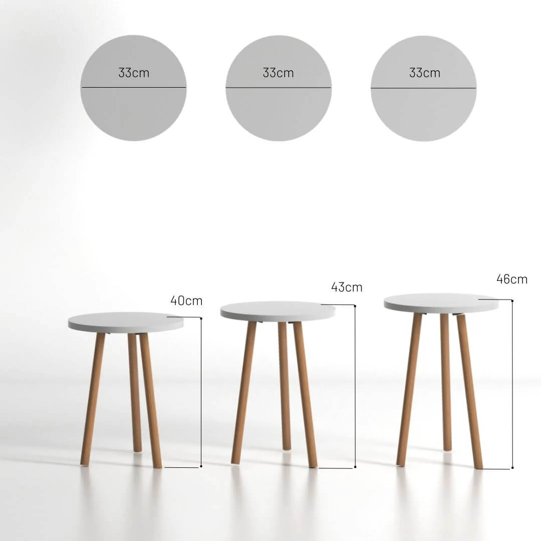 Home CanvasHome Canvas Roma Nested Coffee Table - Telephone Table - Wooden Legs - White Coffee Table