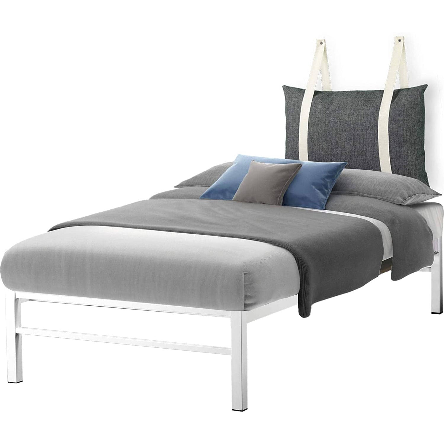 Home CanvasHome Canvas Rostov Single Bed Frame With Headboard (White) Bed Frame