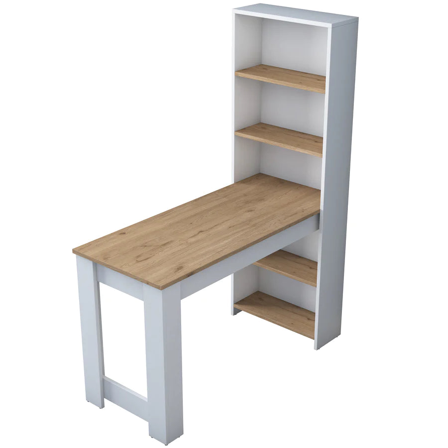 Home Canvas Furniture Trading LLC.Home Canvas Study Desk, Bar Table Decorative Kitchen Dining Table With Shelf Basket Walnut - White Desk