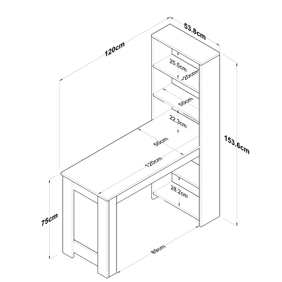 Home Canvas Furniture Trading LLC.Home Canvas Study Desk, Bar Table Decorative Kitchen Dining Table With Shelf Basket Walnut - White Desk