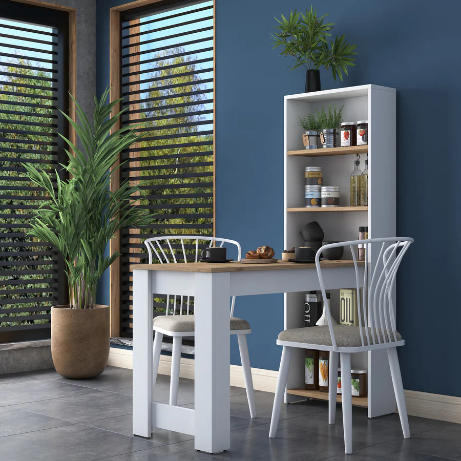 Home Canvas Furniture Trading LLC.Home Canvas Study Desk, Bar Table Decorative Kitchen Dining Table With Shelf Basket Walnut - White Desk