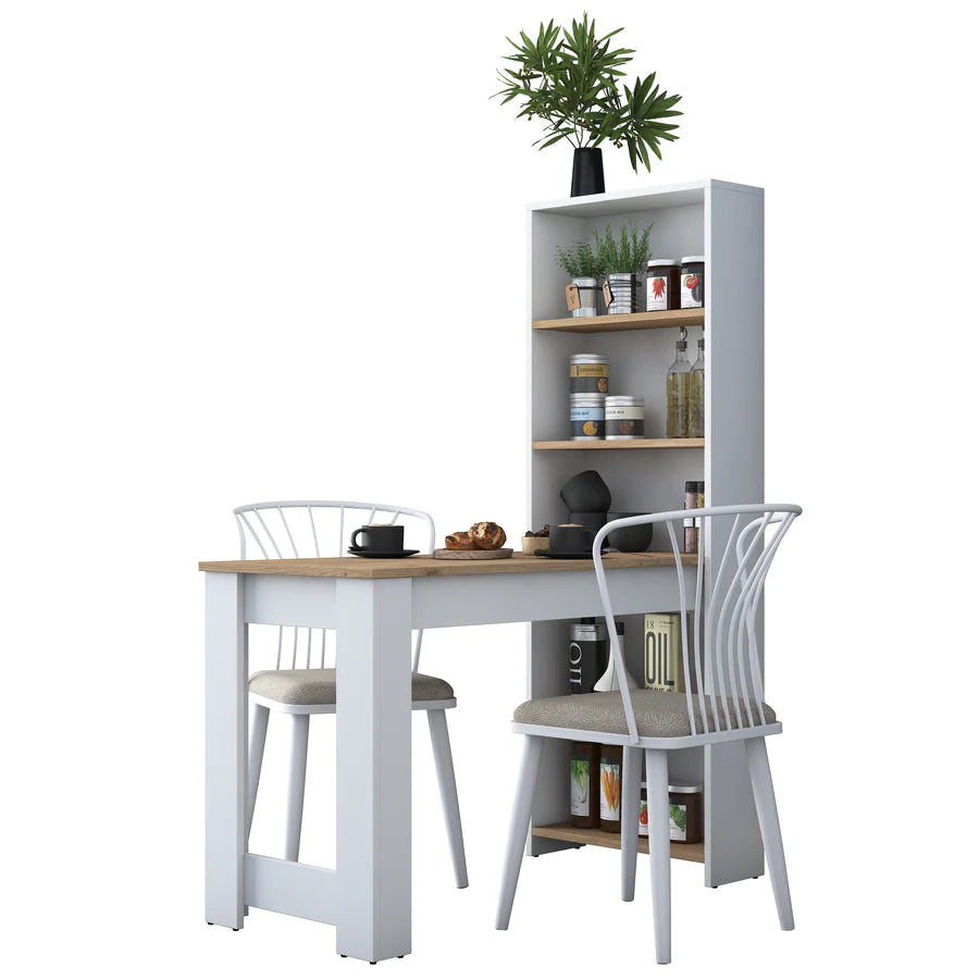 Home Canvas Furniture Trading LLC.Home Canvas Study Desk, Bar Table Decorative Kitchen Dining Table With Shelf Basket Walnut - White Desk