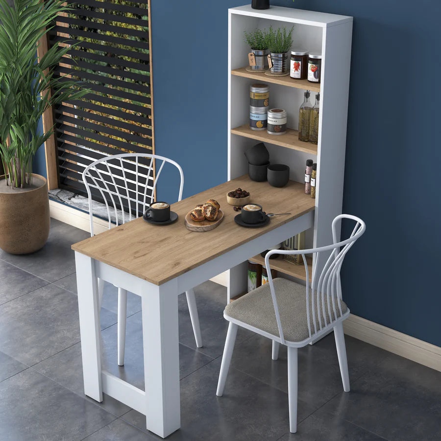 Home Canvas Furniture Trading LLC.Home Canvas Study Desk, Bar Table Decorative Kitchen Dining Table With Shelf Basket Walnut - White Desk