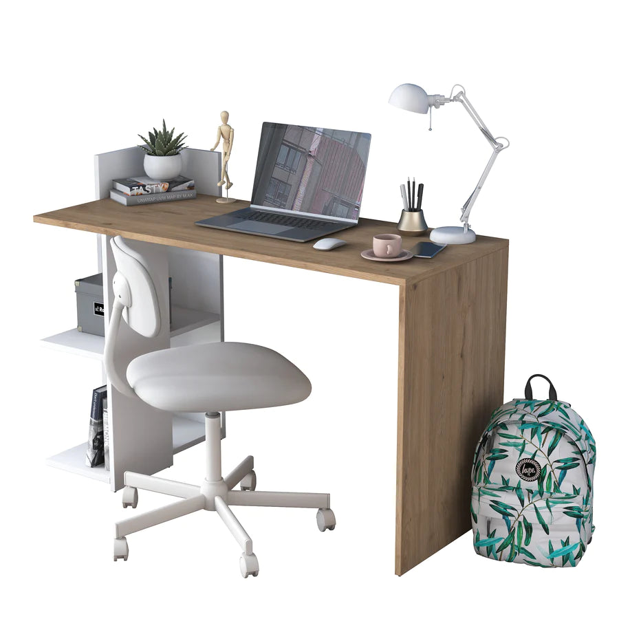 Home Canvas Furniture Trading LLC.Home Canvas Study Desk Office Computer Desk 2 Shelves Desk - Walnut and White Computer Table