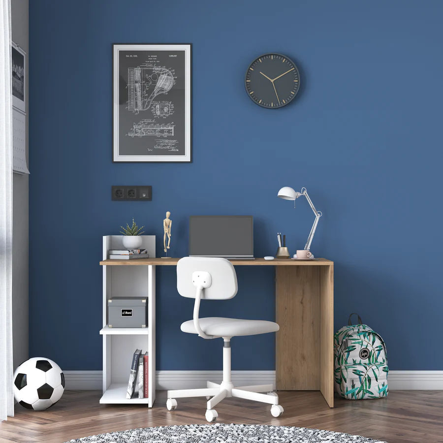 Home Canvas Furniture Trading LLC.Home Canvas Study Desk Office Computer Desk 2 Shelves Desk - Walnut and White Computer Table
