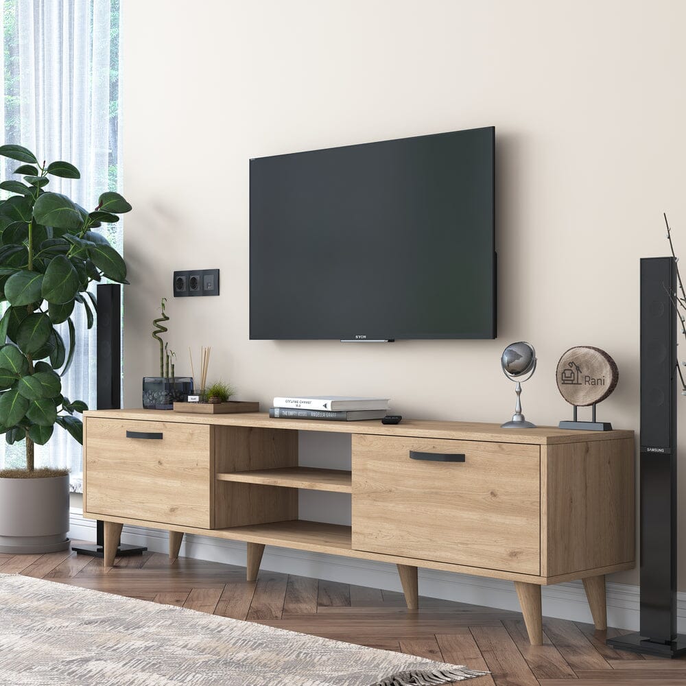 Home CanvasHome Canvas Tv Unit Modern Free Standing Tv Stand 180 cm TV Unit Oak