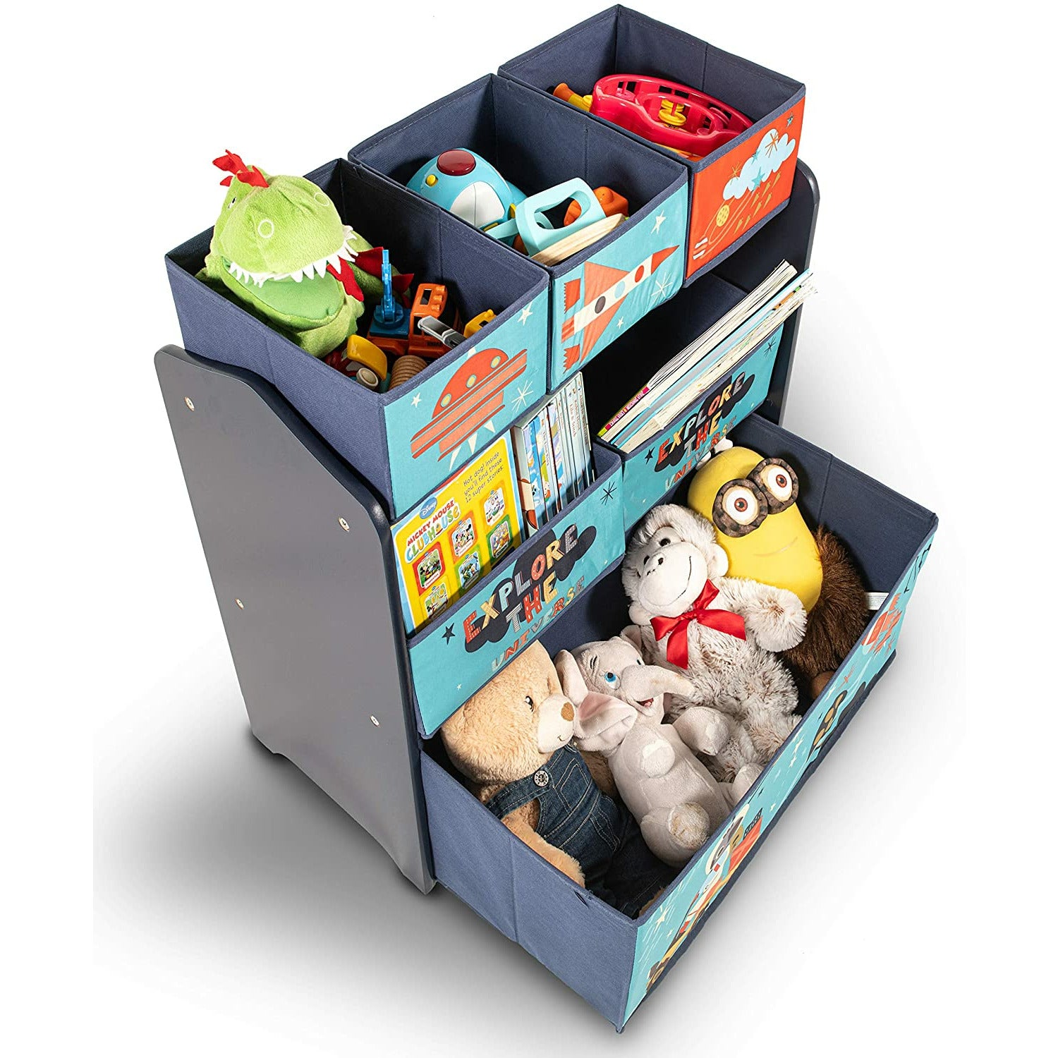 Home Canvas Furniture Trading LLC.Little Explorer Multi-Bin Toy Organizer with Storage Bins, Blue Storage