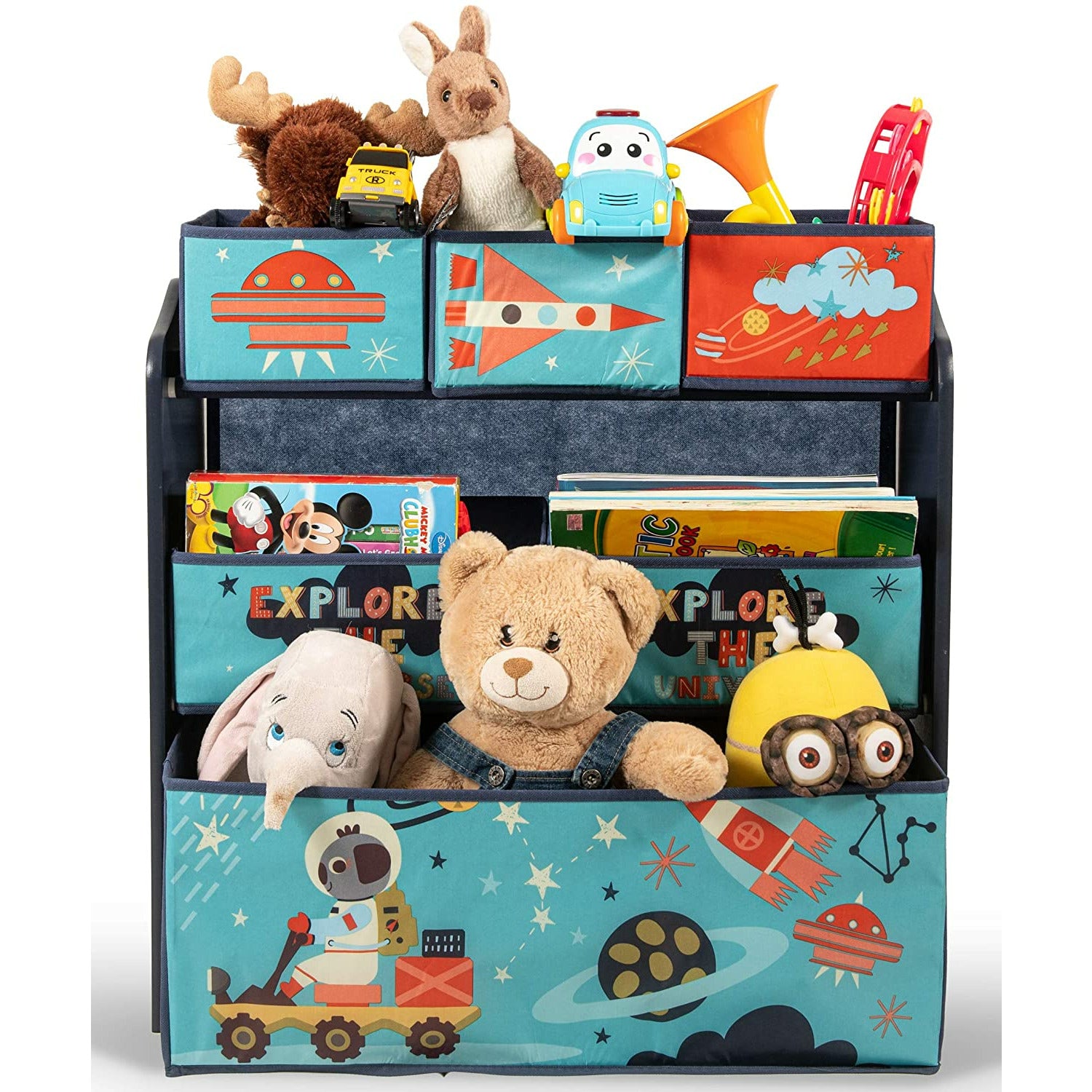 Home Canvas Furniture Trading LLC.Little Explorer Multi-Bin Toy Organizer with Storage Bins, Blue Storage