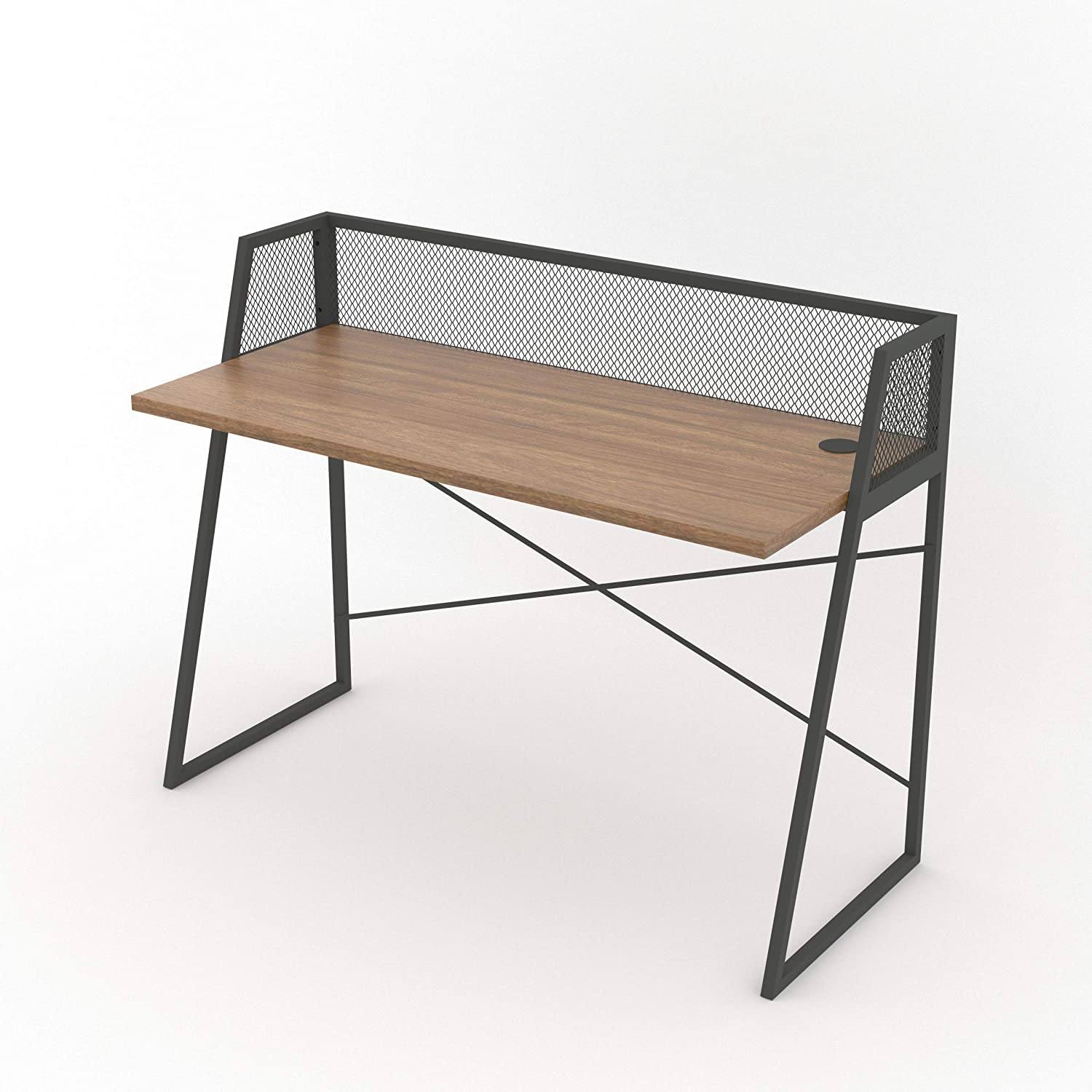 Home Canvas Furniture Trading LLC.Lursa Computer Desk Ideal for Gaming and Study - Walnut-Black Desk
